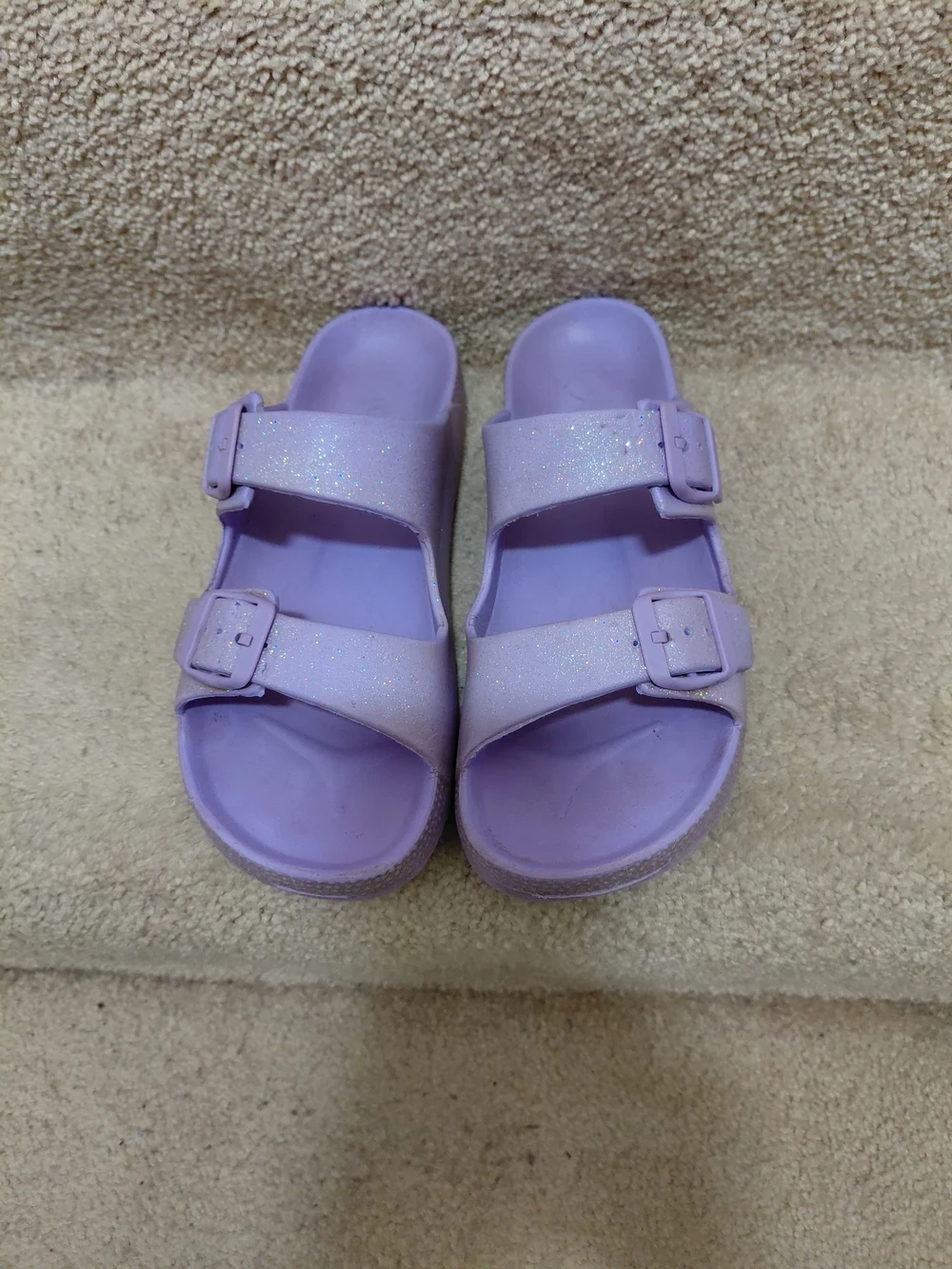 The Children's Place Girl's Casual Lilac Glitter Slides Sandals